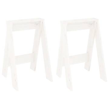 Stools 2 pcs White Solid Wood Pine | Hipomarket UK