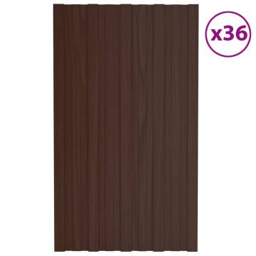 Galvanised Steel Roof Panels - 36 pcs Brown 80x45 cm | Hipomarket