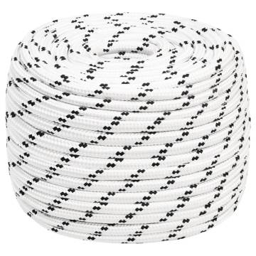 Braided Boat Rope White 14mm x 25m - Durable Polyester