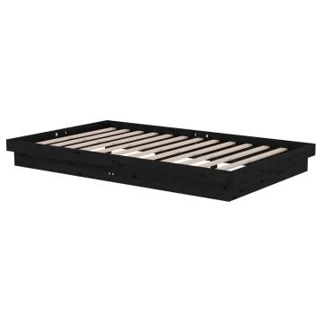 Black Solid Wood Pine Bed Frame 120x200 cm | Hipomarket