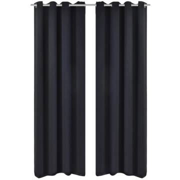 Blackout Curtains 2 pcs 135x175 cm Black - Hipomarket