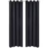 Blackout Curtains 2 pcs with Metal Eyelets 135x175 cm Black Colour black Size 135 x 175 cm Quantity in Package 2 