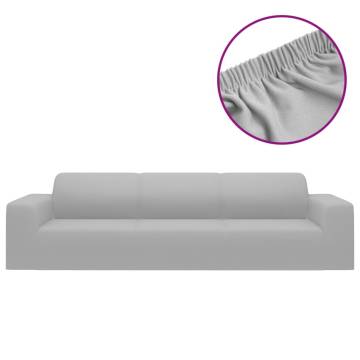 4-Seater Stretch Couch Slipcover - Grey Polyester Jersey