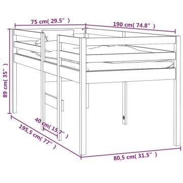 High Sleeper Bed Honey Brown - Solid Pine 75x190 cm