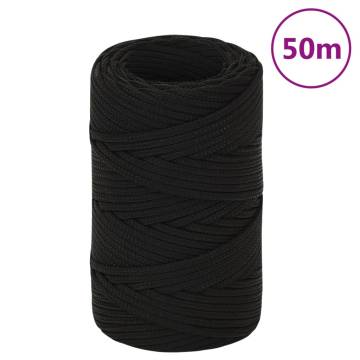 Work Rope Black 2mm 50m - Durable Polyester Rope for All Uses