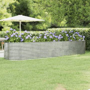 Garden Raised Bed Powder-coated Steel 396x100x68 cm Silver