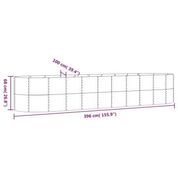 Garden Raised Bed Powder-coated Steel 396x100x68 cm Silver