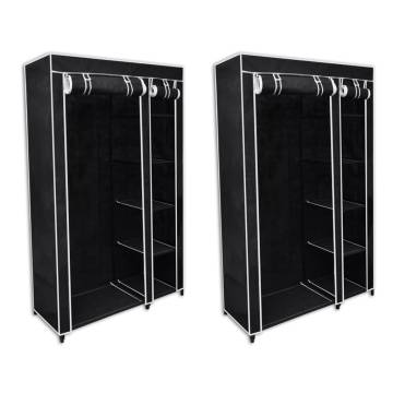 Durable Black Fabric Wardrobes - 2 pcs | HipoMarket