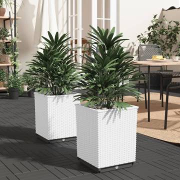 White Polypropylene Planters - 2 pcs | Durable & Stylish