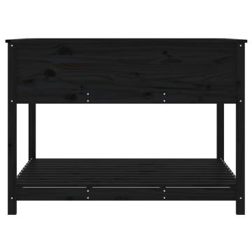 Stylish Black Planter with Shelf - Solid Pine Wood 111.5x81 cm