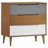 MOLDE Brown Drawer Cabinet - Solid Pine Wood - 80x40x80 cm