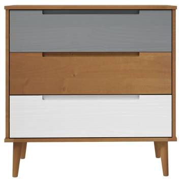 MOLDE Brown Drawer Cabinet - Solid Pine Wood - 80x40x80 cm