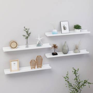 Stylish White Wall Shelves - Set of 4 | 60x9x3 cm