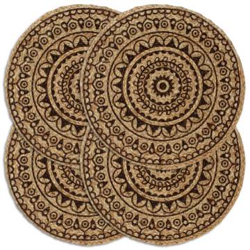 Handmade Dark Brown Jute Placemats - 4 Pcs (38 cm Round)