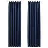 Elegant Blue Blackout Curtains with Hooks - 140x225 cm (2 pcs)