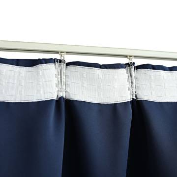 Elegant Blue Blackout Curtains with Hooks - 140x225 cm (2 pcs)