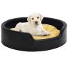 Dog Bed Black and Yellow 99x89x21 cm Plush and Faux Leather Colour yellow Size 99 x 89 x 21 cm 