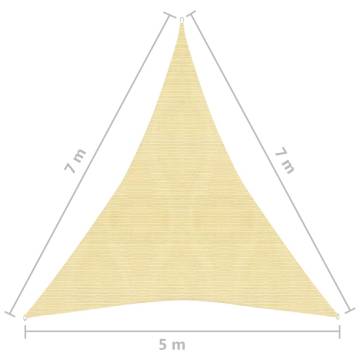 Beige Sunshade Sail 5x7x7m - Durable HDPE Outdoor Shelter