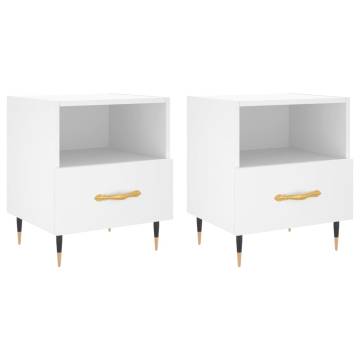 White Bedside Cabinets 2 pcs - Modern Engineered Wood Design