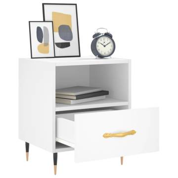 White Bedside Cabinets 2 pcs - Modern Engineered Wood Design