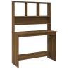 Brown Oak Desk with Shelves - 110x45x157 cm Engineered Wood