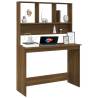 Brown Oak Desk with Shelves - 110x45x157 cm Engineered Wood