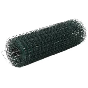 Chicken Wire Fence Steel with PVC Coating 10x0.5m - Green