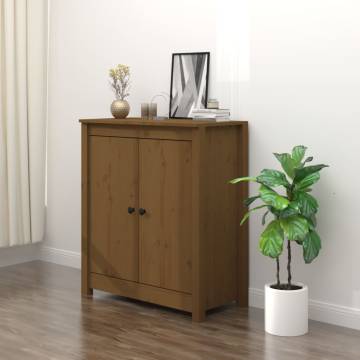 Honey Brown Solid Wood Pine Sideboard - 70x35x80 cm