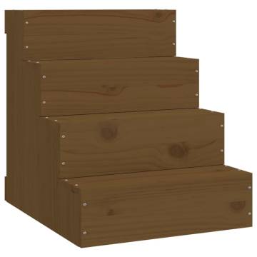 Pet Stair Honey Brown - Solid Pine Wood 40x49x47 cm | Hipo Market