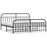 Metal Bed Frame with Headboard & Footboard - Black 200x200 cm