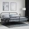 Metal Bed Frame with Headboard & Footboard - Black 200x200 cm