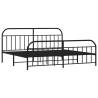 Metal Bed Frame with Headboard & Footboard - Black 200x200 cm