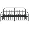 Metal Bed Frame with Headboard & Footboard - Black 200x200 cm