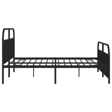 Metal Bed Frame with Headboard & Footboard - Black 200x200 cm