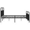 Metal Bed Frame with Headboard & Footboard - Black 200x200 cm