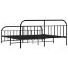 Metal Bed Frame with Headboard & Footboard - Black 200x200 cm