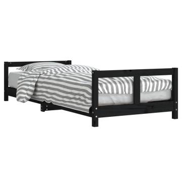 Kids Bed Frame Black 80x200 cm - Solid Pine Wood Design