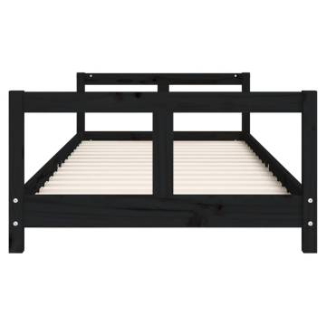 Kids Bed Frame Black 80x200 cm - Solid Pine Wood Design