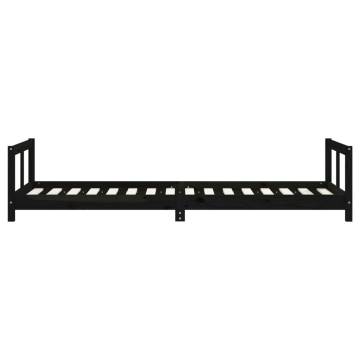 Kids Bed Frame Black 80x200 cm - Solid Pine Wood Design