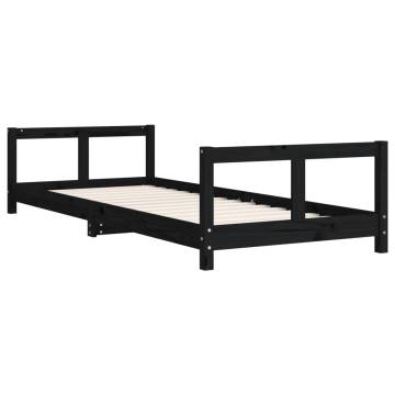 Kids Bed Frame Black 80x200 cm - Solid Pine Wood Design