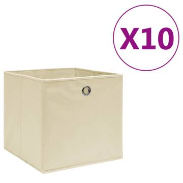 Stylish 10 Pcs Storage Boxes - Non-woven Fabric Cream 28x28x28 cm