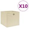 Storage Boxes 10 pcs Non-woven Fabric 28x28x28 cm Cream Colour cream Quantity in Package 10 Number of 1 