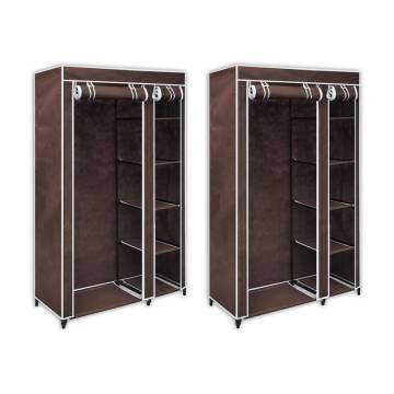 Durable Fabric Wardrobes 2 pcs Brown - Space Saving Solution