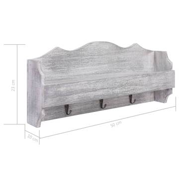 Elegant Wall Mounted Coat Rack Grey - 50x10x23 cm - HipoMarket