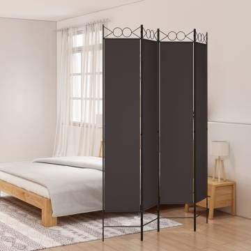 4-Panel Brown Room Divider - Durable Fabric 160x220 cm