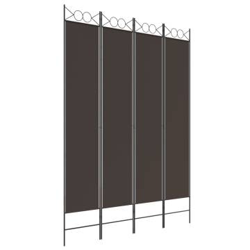 4-Panel Brown Room Divider - Durable Fabric 160x220 cm