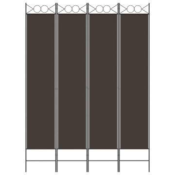 4-Panel Brown Room Divider - Durable Fabric 160x220 cm