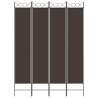 4-Panel Brown Room Divider - Durable Fabric 160x220 cm