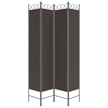 4-Panel Brown Room Divider - Durable Fabric 160x220 cm