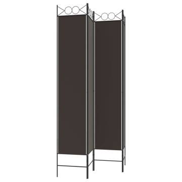 4-Panel Brown Room Divider - Durable Fabric 160x220 cm